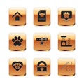 Set Dog house, Heart with dog, Canned food, Collar name tag, Paw print, Location veterinary hospital, Pet toy and