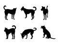 Set of dog silhouette on white