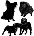 Set of dog silhouettes isolated on white background Royalty Free Stock Photo