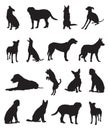 Set of dogs silhouettes vector shapes illustration Royalty Free Stock Photo