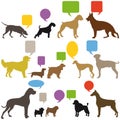 Set of dogs with speech balloons