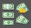 Set of dollar banknotes. paper money. vector illustration Royalty Free Stock Photo