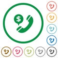 Dollar money call outlined flat icons