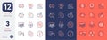 Set of Dollar money, No cash and Piggy bank line icons. For design. Vector Royalty Free Stock Photo