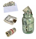 Set 100 dollars bank notes Royalty Free Stock Photo