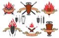 Set of doner kebab emblems.Design elements for logo, label, emblem, sign.