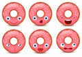 Set of Donut emoji isolated on white background. Vector illustration