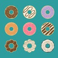 Set of donut icon, Doughnut symbol collection, Dessert fast food Royalty Free Stock Photo