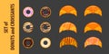 Set of donuts and croissants in flat style.