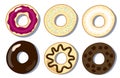 Set of donuts flat vector illustration, donuts collection