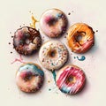 Set of donuts with glaze and sprinkles, vector illustration Royalty Free Stock Photo