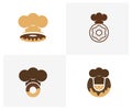 Set of Donuts Hat chef logo design vector template, Bakery logo concept, Creative icon symbol Royalty Free Stock Photo