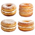 Set of donuts with icing sugar on a transparent background Royalty Free Stock Photo
