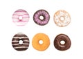 Set Donuts on white background, Assorted Donuts Royalty Free Stock Photo