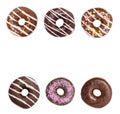 Set Donuts on white background, Assorted Donuts Royalty Free Stock Photo