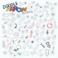 Set of doodle arrow tags and stamps with routed, signs, balloons, guides