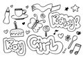 Set of doodle baby on white background for concept design.kids doodle.vector illustration Royalty Free Stock Photo