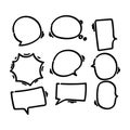 Set of doodle blank speech bubbles empty shape symbol balloon hand drawn vector art illustration Royalty Free Stock Photo