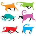 Set with doodle cats. Collection with running kitten in cute flat style. Vector illustration