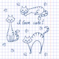 Set of doodle cats.