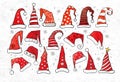 Set of doodle christmas hats on vintage paper background Vector Royalty Free Stock Photo