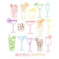 Set of doodle cocktails