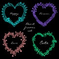 Set of doodle colorful hearts frames vector illustration Royalty Free Stock Photo