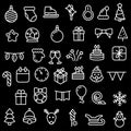 Set Doodle Elements Collection Winter Vector Design  Snowflake Snowman Santa Glove Christmas Toy Tree Illustration Cartoon Icons Royalty Free Stock Photo