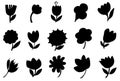 Set of doodle flowers flat silhouette vector Stock Silhouettes Royalty Free Stock Photo