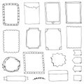 set of doodle frames for diary Set of hand-drawn frames