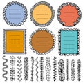 Set of doodle frames, vignettes, and dividers for bullet journal, notebook, diary, and planner isolated on white background Royalty Free Stock Photo