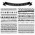 Set of doodle hand drawn seamless brushes, borders, dividers iso Royalty Free Stock Photo