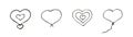 Set of doodle heart icon. Love symbol. Cute hand drawn vector graphic illustration. Simple outline style sign Royalty Free Stock Photo