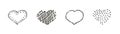 Set of doodle heart icon. Love symbol. Cute hand drawn vector graphic illustration. Simple outline style sign Royalty Free Stock Photo