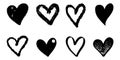 Set of doodle hearts isolated on white background. hand drawn of icon love.vector illustration Royalty Free Stock Photo