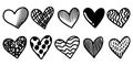 Set of doodle hearts isolated on white background. hand drawn of icon love.vector illustration Royalty Free Stock Photo