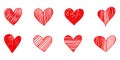 Set of doodle hearts isolated on white background. hand drawn of icon love.vector illustration Royalty Free Stock Photo