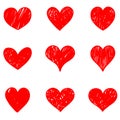 Set of doodle hearts isolated on white background. hand drawn of icon love. vector illustration Royalty Free Stock Photo