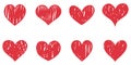 Set of doodle hearts isolated on white background. hand drawn of icon love. vector illustration Royalty Free Stock Photo