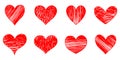 Set of doodle hearts isolated on white background. hand drawn of icon love. vector illustration Royalty Free Stock Photo