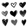 Set of doodle hearts isolated on white background. hand drawn of icon love.vector illustration Royalty Free Stock Photo