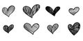 Set of doodle hearts isolated on white background. hand drawn of icon love. vector illustration Royalty Free Stock Photo