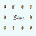 Set of doodle ice cream icons Royalty Free Stock Photo