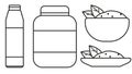 set of doodle icons jars, bottles, spices, linear icons