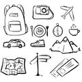 Set doodle icons of travel