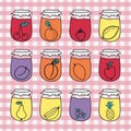 Set of doodle jars with jam. Hand-drawn vector