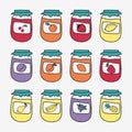 Set of doodle jars with jam. Hand-drawn vector