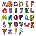 Set of doodle letters. Alphabet.