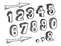Set of Doodle Number Vector. sketch style figures