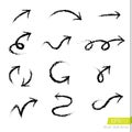 Set of doodle rough bursh arrows, Design element for business pr Royalty Free Stock Photo